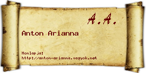 Anton Arianna névjegykártya